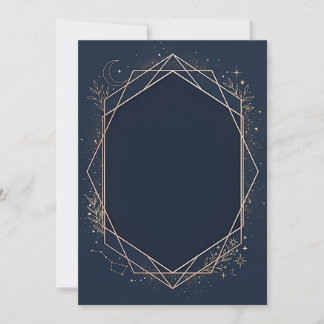 Celestial Navy Blue & Gold Blank Invitation