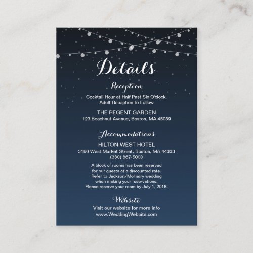 Celestial Navy Blue Starry Night Wedding Enclosure Card