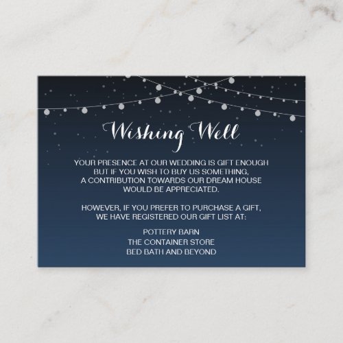 Celestial Navy Blue Starry Night Wedding Registry Enclosure Card