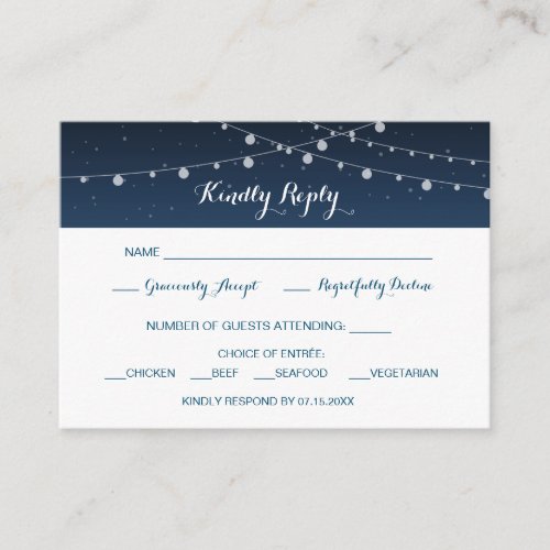 Celestial Navy Blue Starry Night Wedding RSVP Enclosure Card