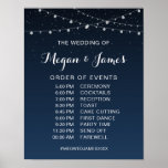 Celestial Navy Blue Starry Night Wedding Schedule Poster<br><div class="desc">Celestial Navy Blue Starry Night Wedding Schedule Sign. Perfect for outdoor backyard wedding and celestial theme wedding For a cohesive look, SEE MATCHING ITEMS: https://www.zazzle.com/collections/starry_night_wedding_collections-119114444457820023 PERSONALIZE THIS ITEM (1) For further customization, please click the "customize further" link and use our design tool to modify this template. You can change the...</div>