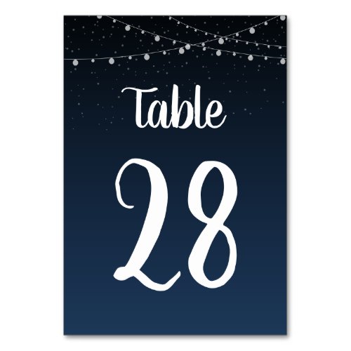 Celestial Navy Blue Starry Night Wedding Table Number