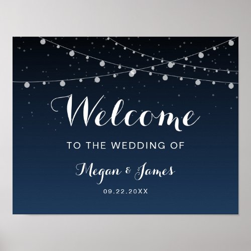 Celestial Navy Blue Starry Night Wedding Welcome Poster