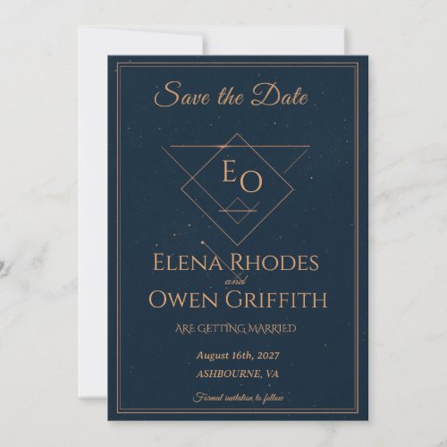 Celestial Navy Gold Starry Night Save the Date