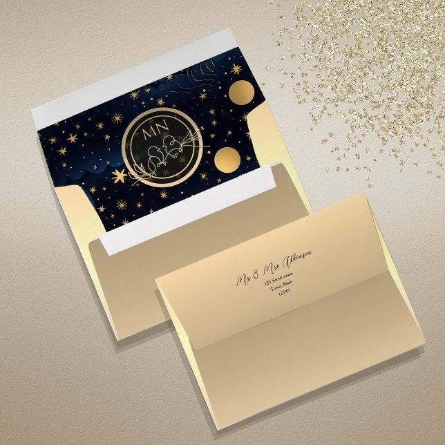 Celestial Navy Gold Wedding Envelope (Creator Uploaded)