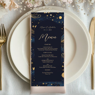 Celestial Navy Gold Wedding Menu