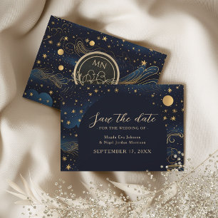 Celestial Navy Gold Wedding Save The Date