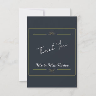 Celestial Navy Gold Wedding Thank You Card