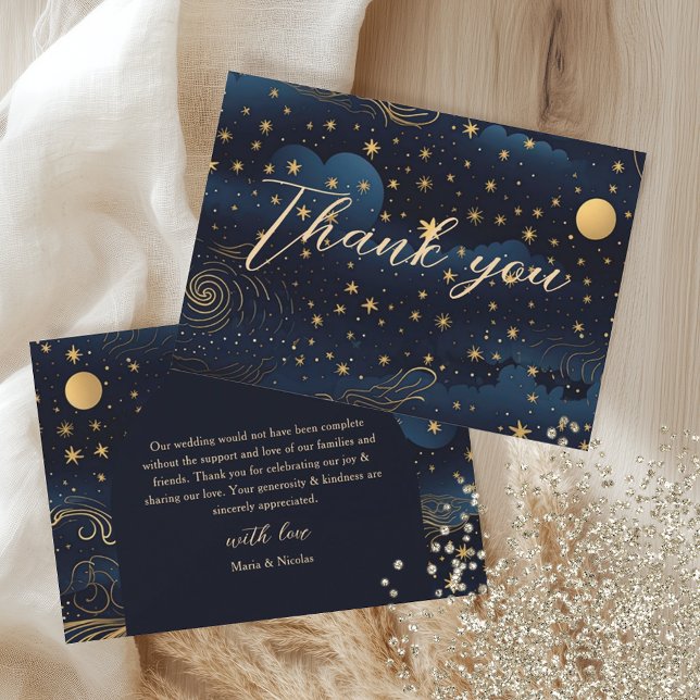 Celestial Navy Gold Wedding Thank You Card (Creator Uploaded)