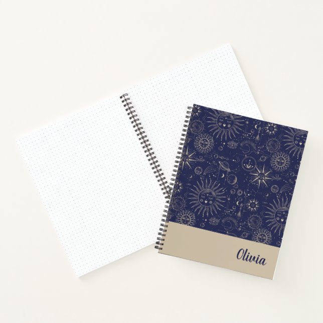 Celestial Navy Pattern Personalized   Notebook (Inside)