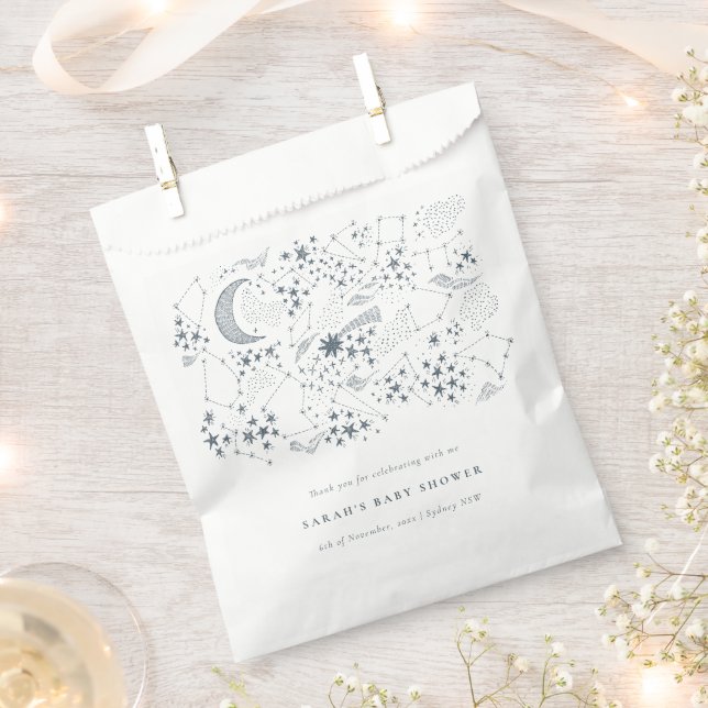 Celestial Navy Starry Night Moon Baby Shower Favor Bag (Clipped)
