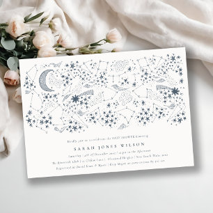 Celestial Navy Starry Night Moon Baby Shower Invitation