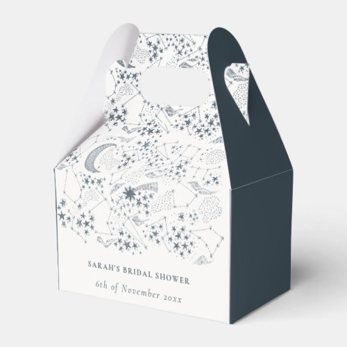 Celestial Navy Starry Night Moon Bridal Shower Favor Boxes