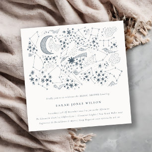 Celestial Navy Starry Night Moon Bridal Shower Invitation