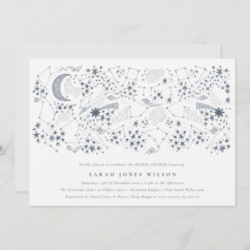 Celestial Navy Starry Night Moon Bridal Shower Invitation