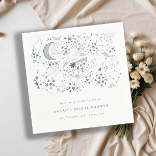 Celestial Navy Starry Night Moon Bridal Shower Napkins
