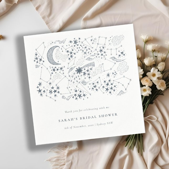 Celestial Navy Starry Night Moon Bridal Shower Napkins (Creator Uploaded)