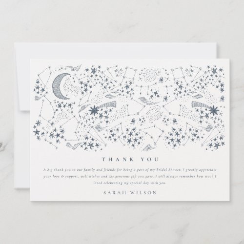 Celestial Navy Starry Night Moon Bridal Shower Thank You Card