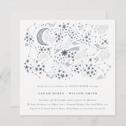 Celestial Navy Starry Night Moon Couples Shower Invitation