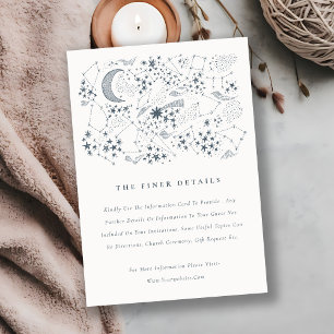 Celestial Navy Starry Night Moon Wedding Details Enclosure Card