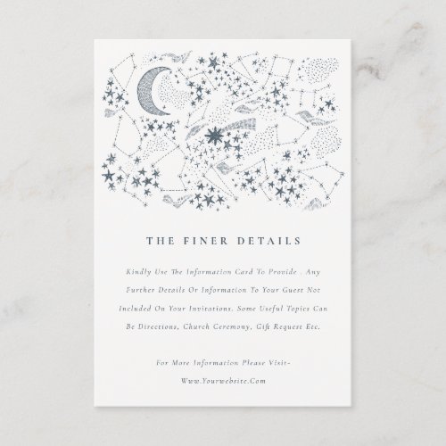 Celestial Navy Starry Night Moon Wedding Details Enclosure Card
