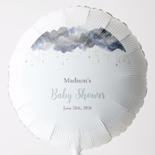 Celestial Navy Watercolor Cloud Baby Shower Balloon