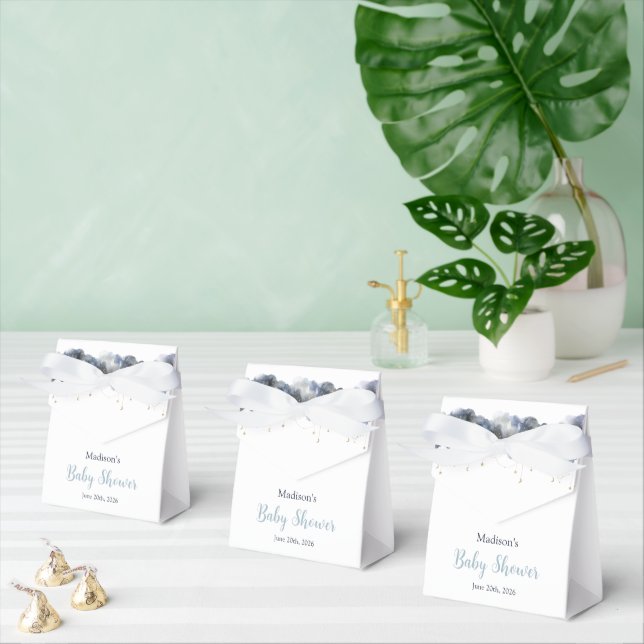 Celestial Navy Watercolor Cloud Baby Shower Favor  Boxes (Multiple)
