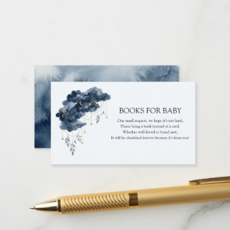 Celestial Navy Watercolor Cloud Books for Baby Enclosure Card