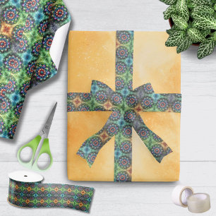 Celestial Neon Mandala Retro-Modern Ribbon