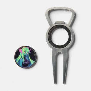 Celestial Neon Mermaid — Kawaii Cosmic Siren Vibes Divot Tool