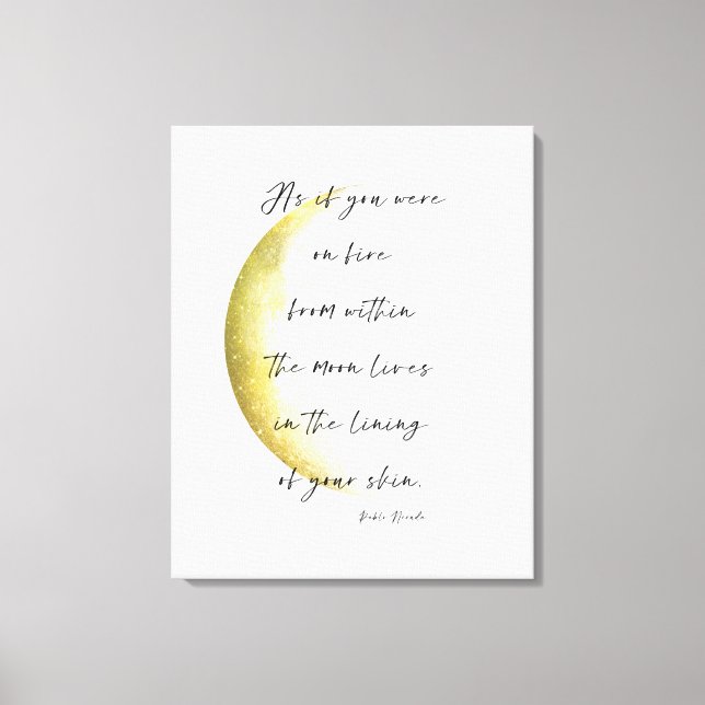 Celestial Neruda Poetry Stretched Canvas Print (Front)
