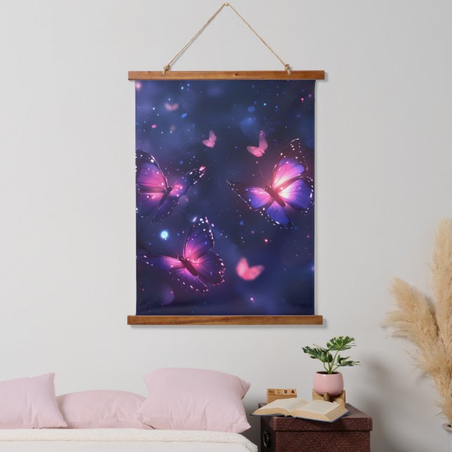 Celestial Night Butterfly Garden Hanging Tapestry (Bedroom)