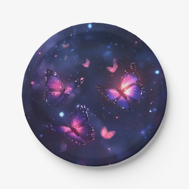 Celestial Night Butterfly Garden Paper Plates (Front)