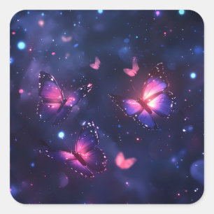 Celestial Night Butterfly Garden Square Sticker