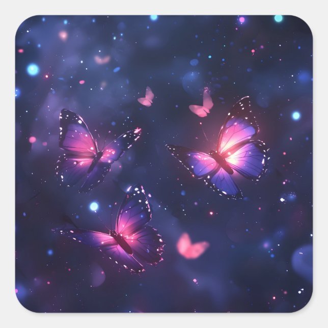 Celestial Night Butterfly Garden Square Sticker (Front)