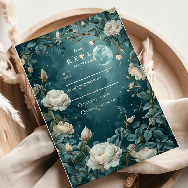 Celestial Night Garden Wedding RSVP Card (Creator Uploaded)