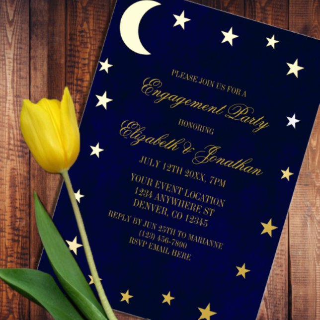 Celestial Night Sky Engagement Party Foil Invitation (Creator Uploaded)