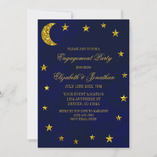 Celestial Night Sky Engagement Party Invitation