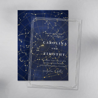 Celestial Night Sky Foil Invitation - Front Card