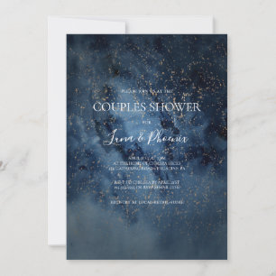 Celestial Night Sky Gold Couples Shower Invitation
