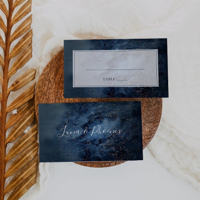 Celestial Night Sky | Gold Flat Wedding Place Card (Creator Uploaded)