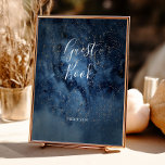 Celestial Night Sky | Gold Guest Book Sign<br><div class="desc">This celestial night sky | gold guest book sign is perfect for your enchanted under-the-stars wedding. The dark navy blue watercolor sky, dotted with gold stars, will set the tone for your evening boho outdoor wedding. Personalize it as you wish or keep it as is. Be sure to look through...</div>