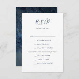 Celestial Night Sky Gold Menu Choice RSVP Card