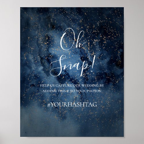 Celestial Night Sky  Gold Oh Snap Hashtag Sign