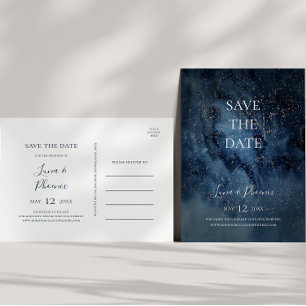 Celestial Night Sky   Gold Save The Date Postcard
