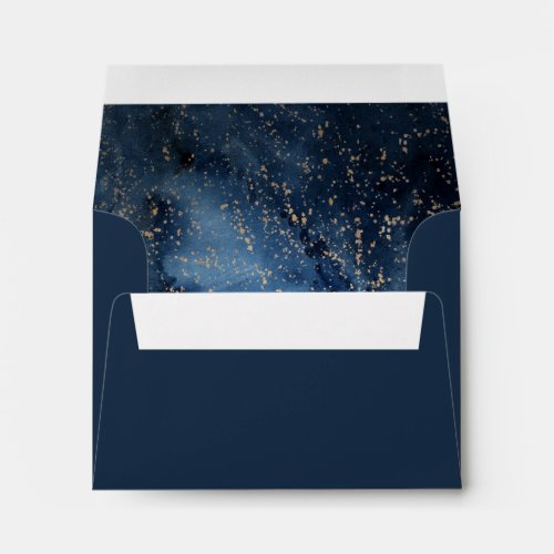 Celestial Night Sky  Gold Self Addressed RSVP Envelope