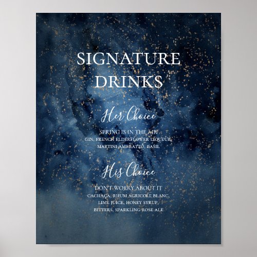 Celestial Night Sky  Gold Signature Drinks Sign