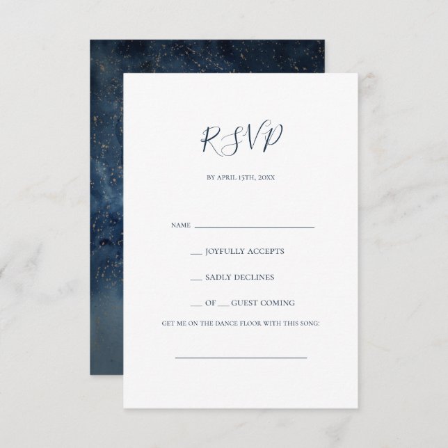Celestial Night Sky | Gold Song Request RSVP Card (Front/Back)