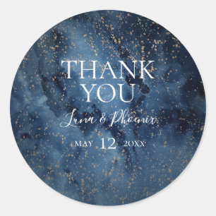 Celestial Night Sky   Gold Thank You Favor Sticker