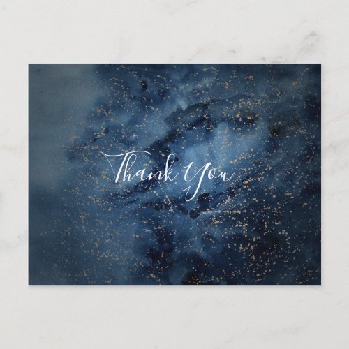 Celestial Night Sky  Gold Thank You Postcard